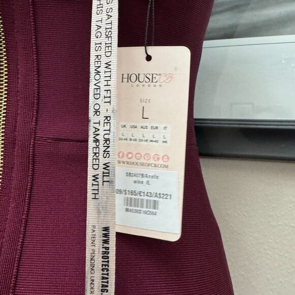 House of CB London "Anelle" Wine Red Bandage Dress - Size Large - New with Tags - Picture 16 of 16